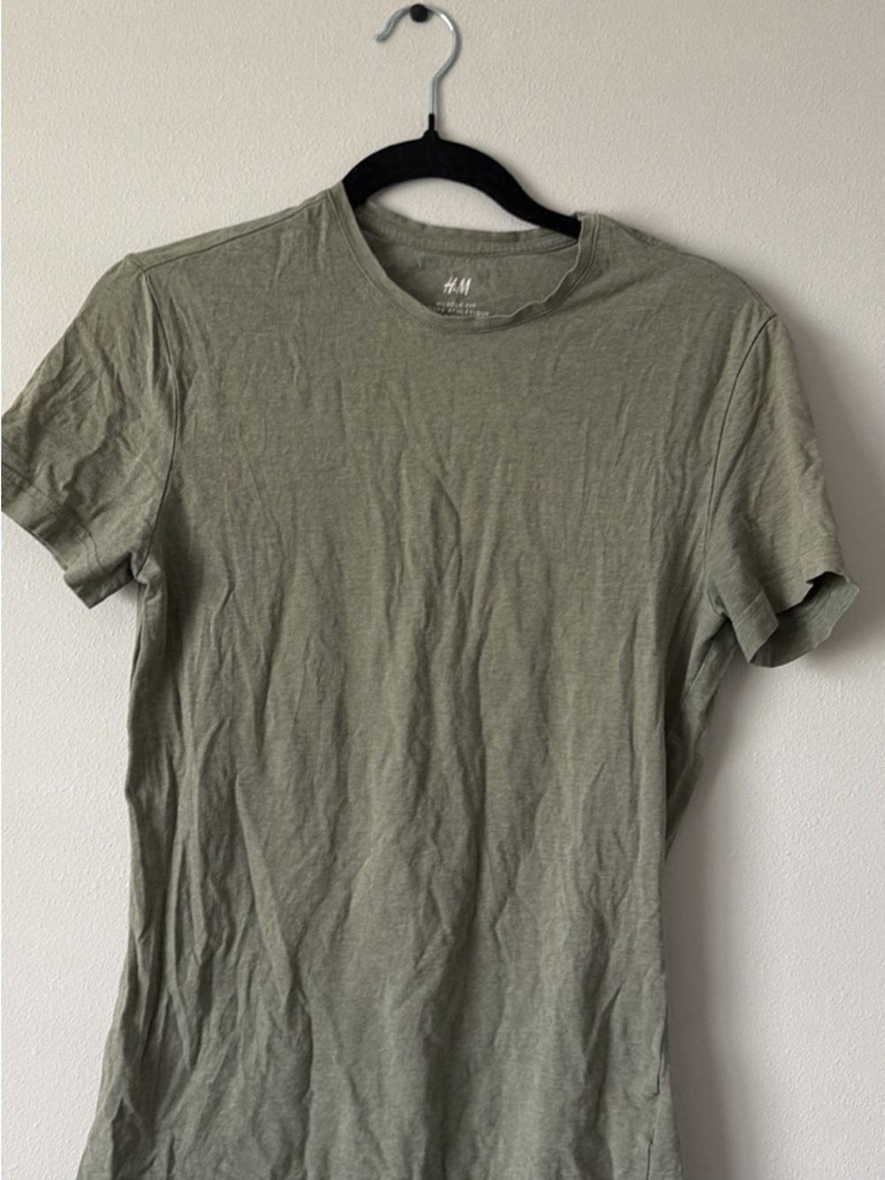 H&M Olive Crew Neck Short Sleeve T-Shirt
